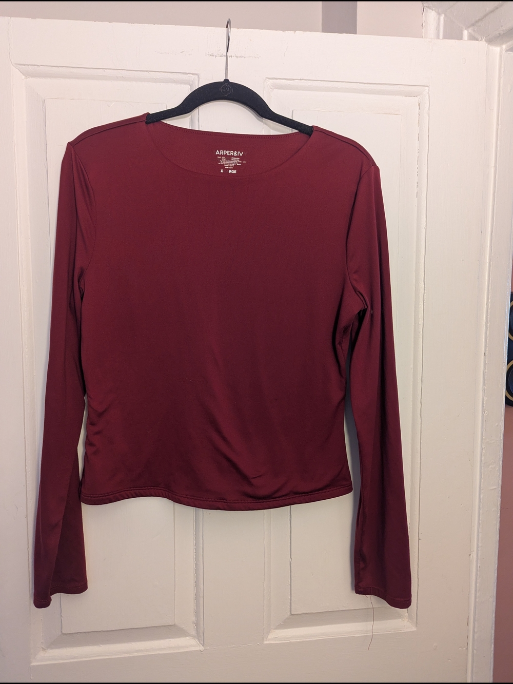 Long Sleeve Crewneck Top in Deep Wine